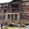Closer view of damage to Clarksville-Montgomery County Courthouse