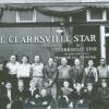 The Clarksville Star staff taken prior to it going daily. Extreme Left William Wallace, Publisher; his mother Minnie; Back Row: Earl Carter; Paul Council; James Hallums; Dan Ross; Tom White; Front Row: JW Morrison; Russel Bates; John Herbert Bailey & other unknown. (Courtesy of Jim Bailey)